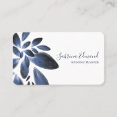 Elegante Navy Blue Succulent Foliage Signature Visitenkarte (Vorderseite)