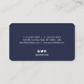 Elegante Navy Blue Succulent Foliage Signature Visitenkarte (Rückseite)