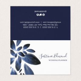 Elegante Navy Blue Succulent Foliage Signature Visitenkarten