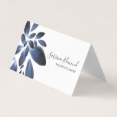 Elegante Navy Blue Succulent Foliage Signature Visitenkarten (Vorderseite)