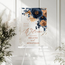 Elegante Navy Blue Terracotta Hochzeit Willkommen