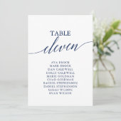 Elegante Navy Blue Tischnummer 11 Seating Chart (Stehend Vorderseite)