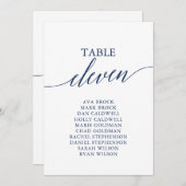 Elegante Navy Blue Tischnummer 11 Seating Chart (Vorne/Hinten)