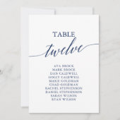 Elegante Navy Blue Tischnummer 12 Seating Chart (Vorderseite)