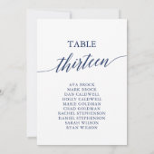 Elegante Navy Blue Tischnummer 13 Seating Chart (Rückseite)