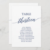 Elegante Navy Blue Tischnummer 13 Seating Chart (Vorne/Hinten)