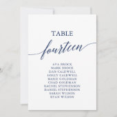Elegante Navy Blue Tischnummer 14 Seating Chart (Vorderseite)