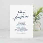 Elegante Navy Blue Tischnummer 14 Seating Chart (Stehend Vorderseite)