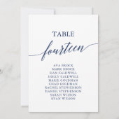 Elegante Navy Blue Tischnummer 14 Seating Chart (Rückseite)