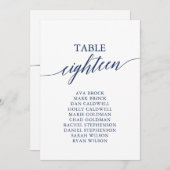 Elegante Navy Blue Tischnummer 18 Seating Chart (Vorne/Hinten)