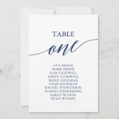 Elegante Navy Blue Tischnummer 1 Seating Chart (Rückseite)