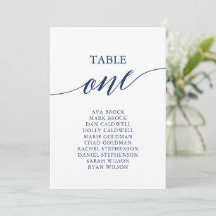 Elegante Navy Blue Tischnummer 1 Seating Chart