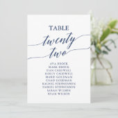 Elegante Navy Blue Tischnummer 22 Seating Chart (Stehend Vorderseite)