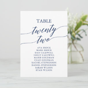 Elegante Navy Blue Tischnummer 22 Seating Chart