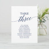 Elegante Navy Blue Tischnummer 3 Seating Chart (Stehend Vorderseite)