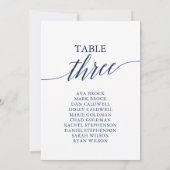 Elegante Navy Blue Tischnummer 3 Seating Chart (Rückseite)