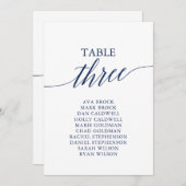 Elegante Navy Blue Tischnummer 3 Seating Chart (Vorne/Hinten)