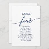 Elegante Navy Blue Tischnummer 4 Seating Chart (Vorne/Hinten)