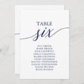 Elegante Navy Blue Tischnummer 6 Seating Chart (Vorne/Hinten)