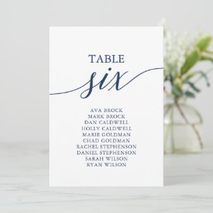 Elegante Navy Blue Tischnummer 6 Seating Chart