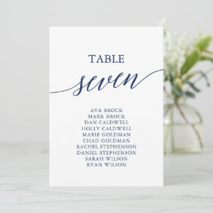 Elegante Navy Blue Tischnummer 7 Seating Chart