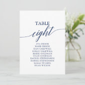 Elegante Navy Blue Tischnummer 8 Seating Chart (Stehend Vorderseite)