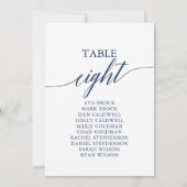 Elegante Navy Blue Tischnummer 8 Seating Chart (Rückseite)