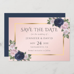 Elegante Navy Blue und Blush Wedding speichern das Save The Date
