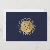 Elegante Navy Blue und Gold Floral Save the Dates Date (Rückseite)