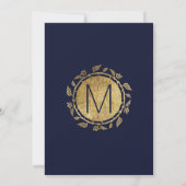 Elegante Navy Blue und Gold Floral Save the Dates Einladung (Rückseite)