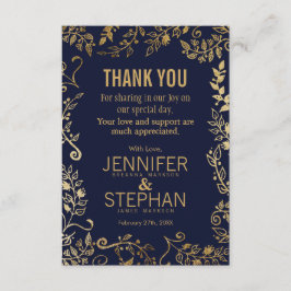 Elegante Navy Blue und Gold Floral Vielen Dank Kar Dankeskarte