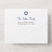 Elegante Navy Blue und Gray Bar Mitzvah All in One Einladung (Rückseite)