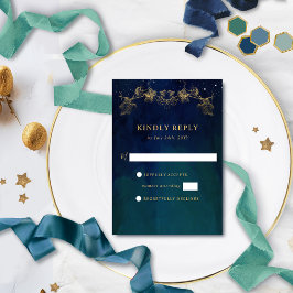 Elegante Navy, Blue und Green Celestial Gilded UAW RSVP Karte