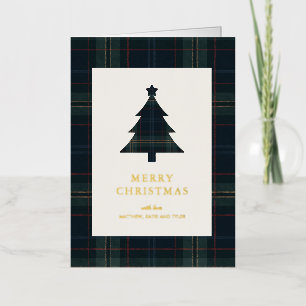 Elegante Navy Blue und Green Karierte Weihnachten