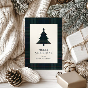Elegante Navy Blue und Green Karierte Weihnachten