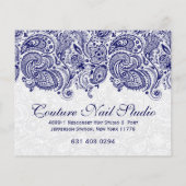 Elegante Navy Blue und White Paisley Lace Flyer (Hinten)