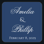 Elegante Navy Blue und White Wedding Stickers<br><div class="desc">Navy Blau ist eine zeitlose Farbe von Eleganz und Einfachheit. Der moderne Stil dieser Hochzeitssuite wird Ihre Hochzeit noch unvergesslicher machen! Vollständig anpassbar, von Schriftart bis Farben. Bitte zögern Sie nicht, uns zu kontaktieren, wenn Sie ein Design oder eine Änderung wünschen, die nicht über den Button "Anpassen" durchgeführt werden kann....</div>