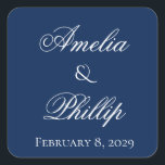 Elegante Navy Blue und White Wedding Stickers<br><div class="desc">Navy Blau ist eine zeitlose Farbe von Eleganz und Einfachheit. Der moderne Stil dieser Hochzeitssuite wird Ihre Hochzeit noch unvergesslicher machen! Vollständig anpassbar, von Schriftart bis Farben. Bitte zögern Sie nicht, uns zu kontaktieren, wenn Sie ein Design oder eine Änderung wünschen, die nicht über den Button "Anpassen" durchgeführt werden kann....</div>