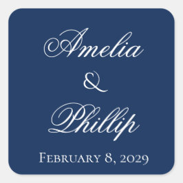 Elegante Navy Blue und White Wedding Stickers
