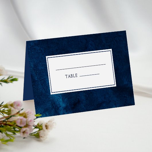 Elegante Navy Blue Watercolor Hochzeitsstimmung Ti Platzkarte