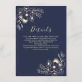 Elegante Navy Blue Wedding Details Enclosure Card Begleitkarte (Vorderseite)