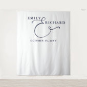 Elegante Navy Blue Wedding Foto Hintergrund Wandteppich (Vorderseite)