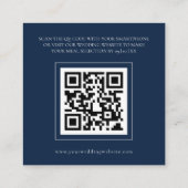 Elegante Navy Blue Wedding Menu Enclosure Card Begleitkarte (Rückseite)