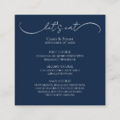 Elegante Navy Blue Wedding Menu Enclosure Card Begleitkarte (Vorderseite)