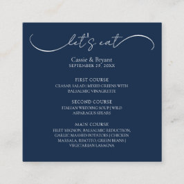 Elegante Navy Blue Wedding Menu Enclosure Card Begleitkarte