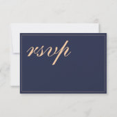 Elegante Navy Blue Wedding Menu RSVP Karte (Rückseite)