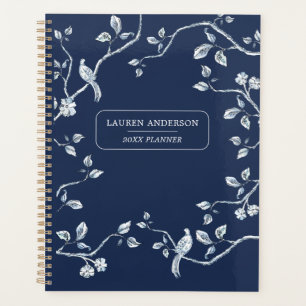 Elegante Navy Blue & Weiß Planer