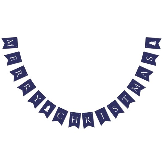 Elegante Navy Blue White Frohe Weihnachten Wimpelkette (Alle)
