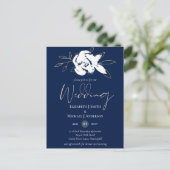Elegante Navy Blue White Gold Hochzeit Postkarte (Stehend Vorderseite)