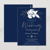 Elegante Navy Blue White Gold Hochzeit Postkarte (Vorne/Hinten)